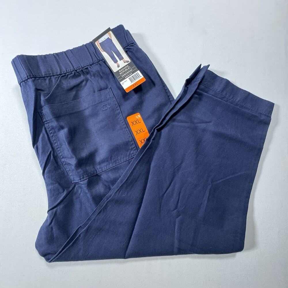 Banana Republic Navy Women's Tapered Cropped Solid Pants Elastic Waist XXL